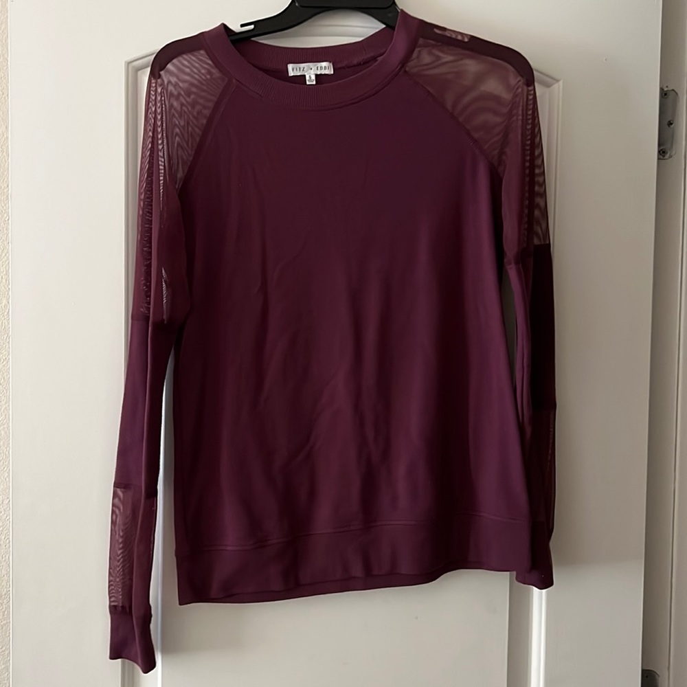 Fizz and Eddie size small purple sweater with mesh sleeves